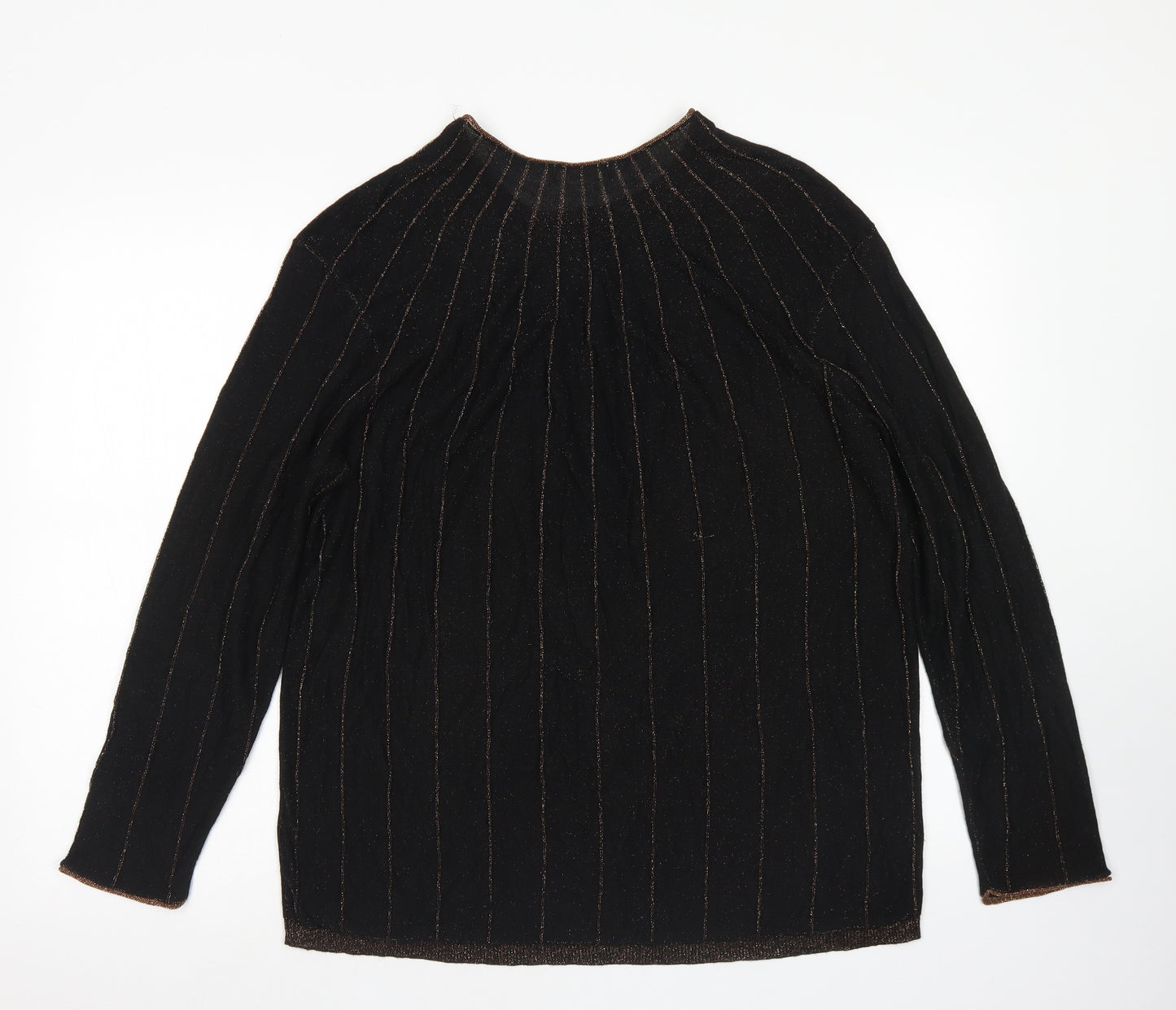 Papaya Womens Black Round Neck Striped Viscose Pullover Jumper Size 20