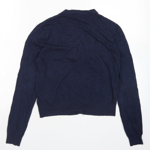 M&S Collection Womens Blue Crew Neck  Viscose Cardigan Jumper Size 12