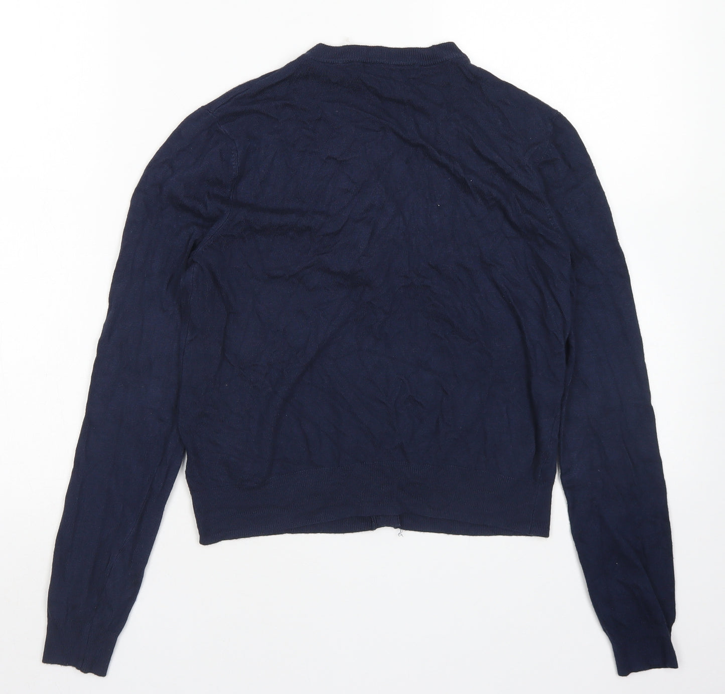 M&S Collection Womens Blue Crew Neck  Viscose Cardigan Jumper Size 12
