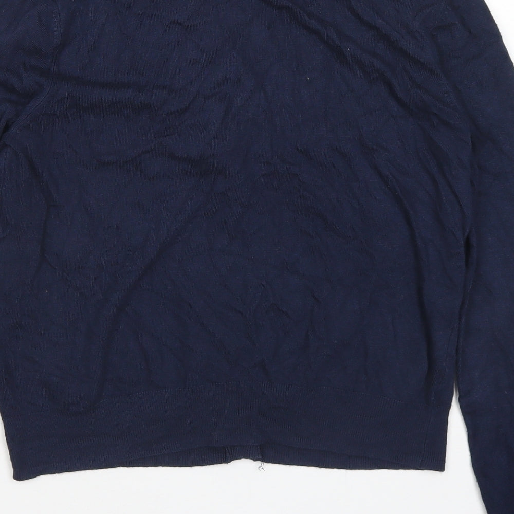 M&S Collection Womens Blue Crew Neck  Viscose Cardigan Jumper Size 12