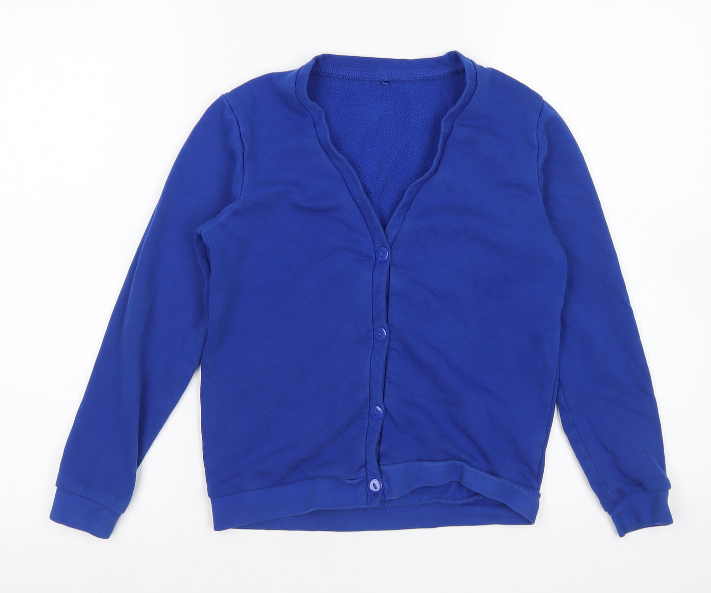 George Girls Blue V-Neck  Cotton Cardigan Jumper Size 9-10 Years  Button - School Wear