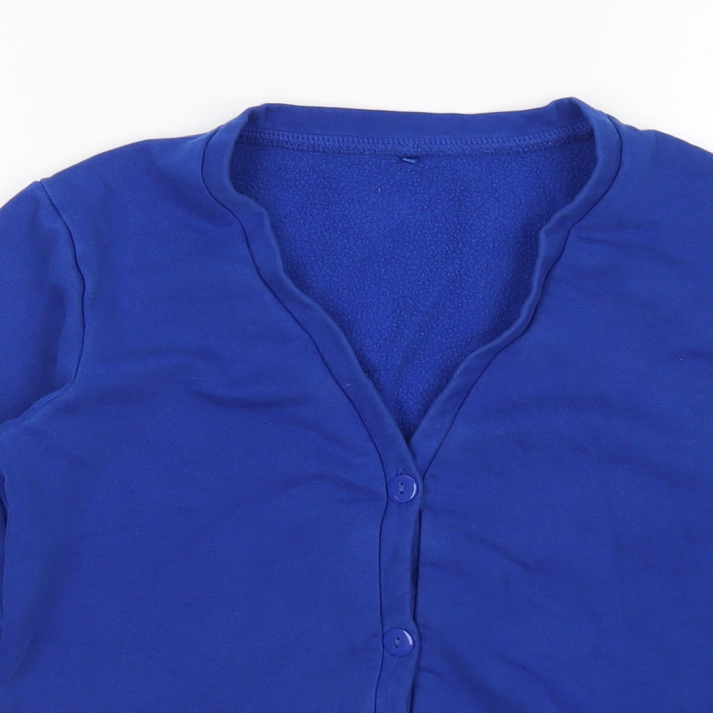 George Girls Blue V-Neck  Cotton Cardigan Jumper Size 9-10 Years  Button - School Wear