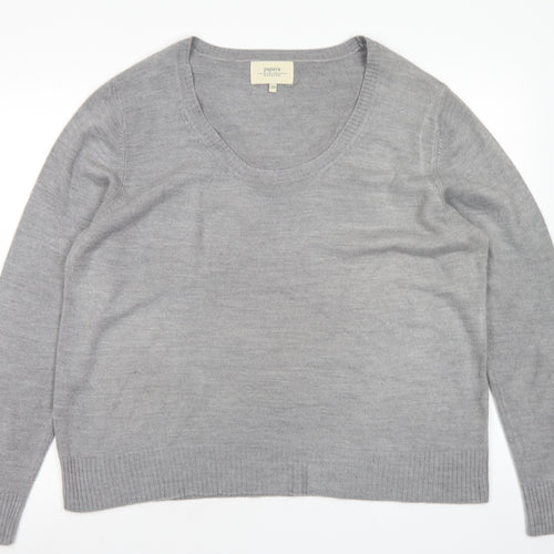 Papaya Womens Grey Scoop Neck  Acrylic Pullover Jumper Size 20