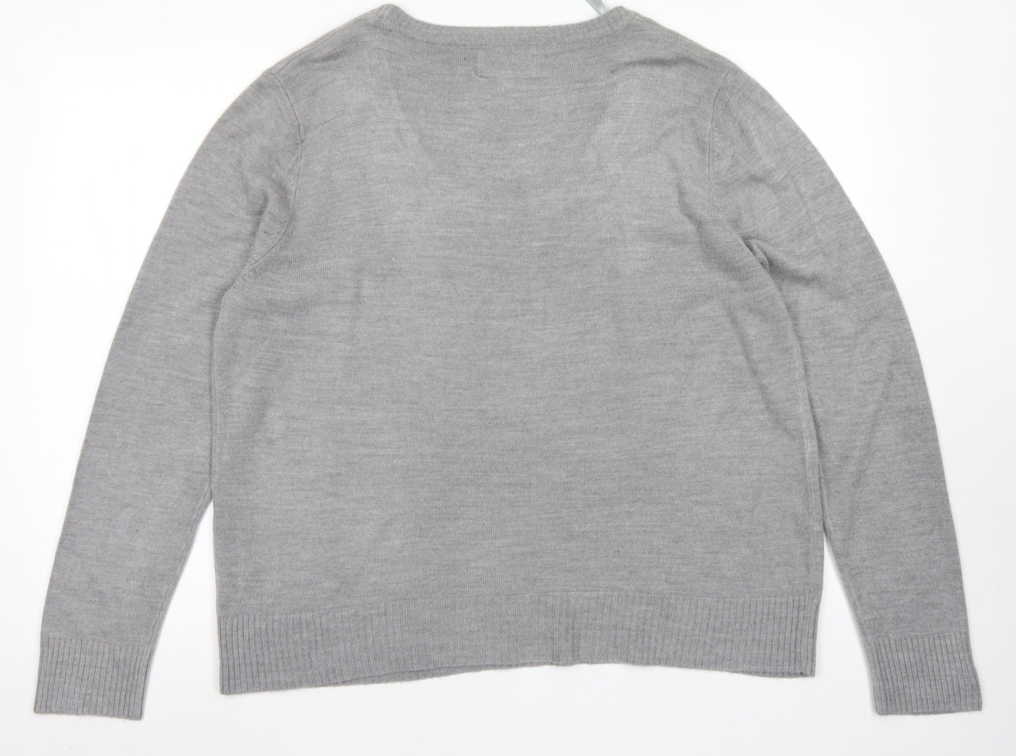 Papaya Womens Grey Scoop Neck  Acrylic Pullover Jumper Size 20