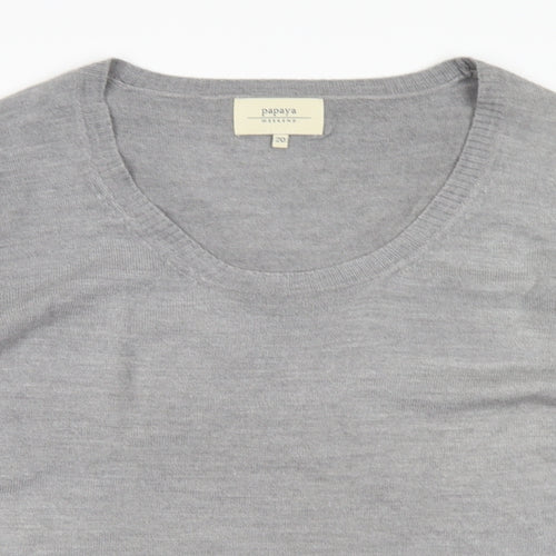 Papaya Womens Grey Scoop Neck  Acrylic Pullover Jumper Size 20