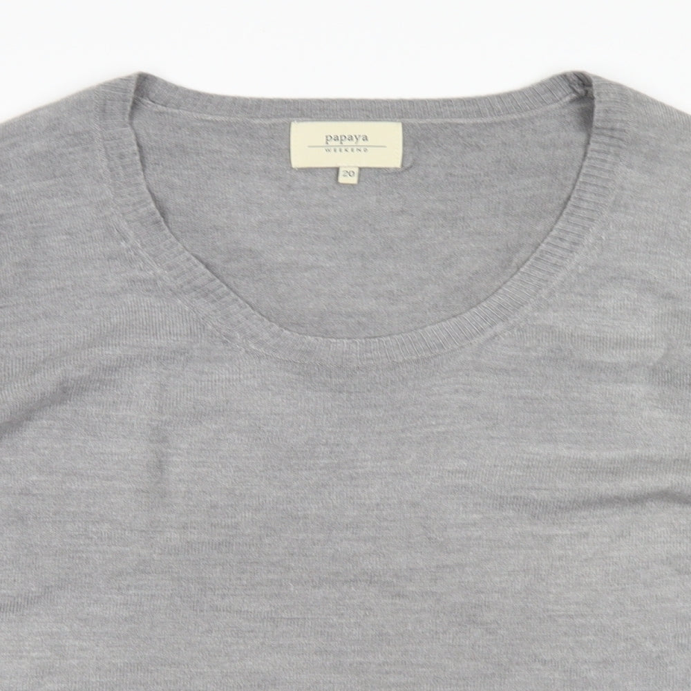 Papaya Womens Grey Scoop Neck  Acrylic Pullover Jumper Size 20