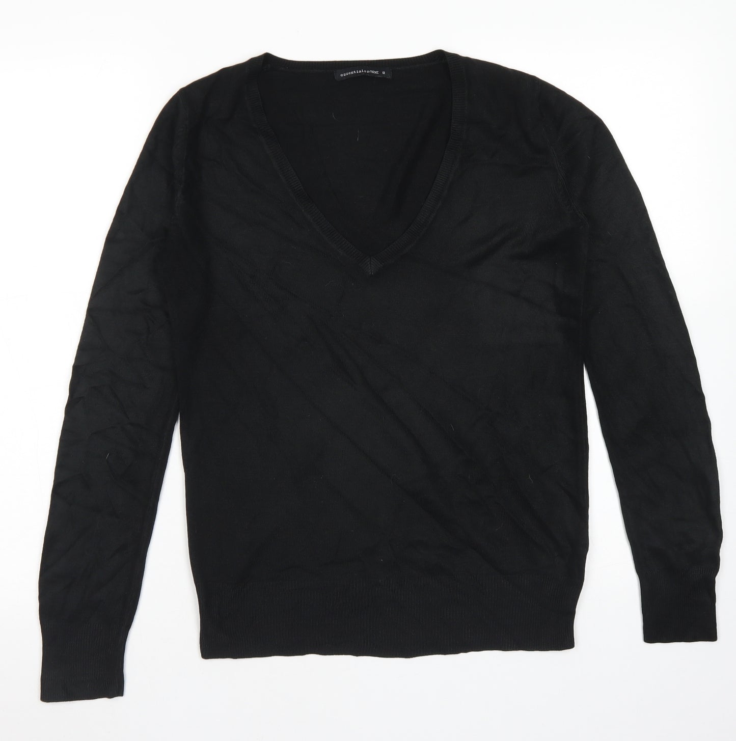 NEXT Womens Black V-Neck  Acrylic Pullover Jumper Size 12