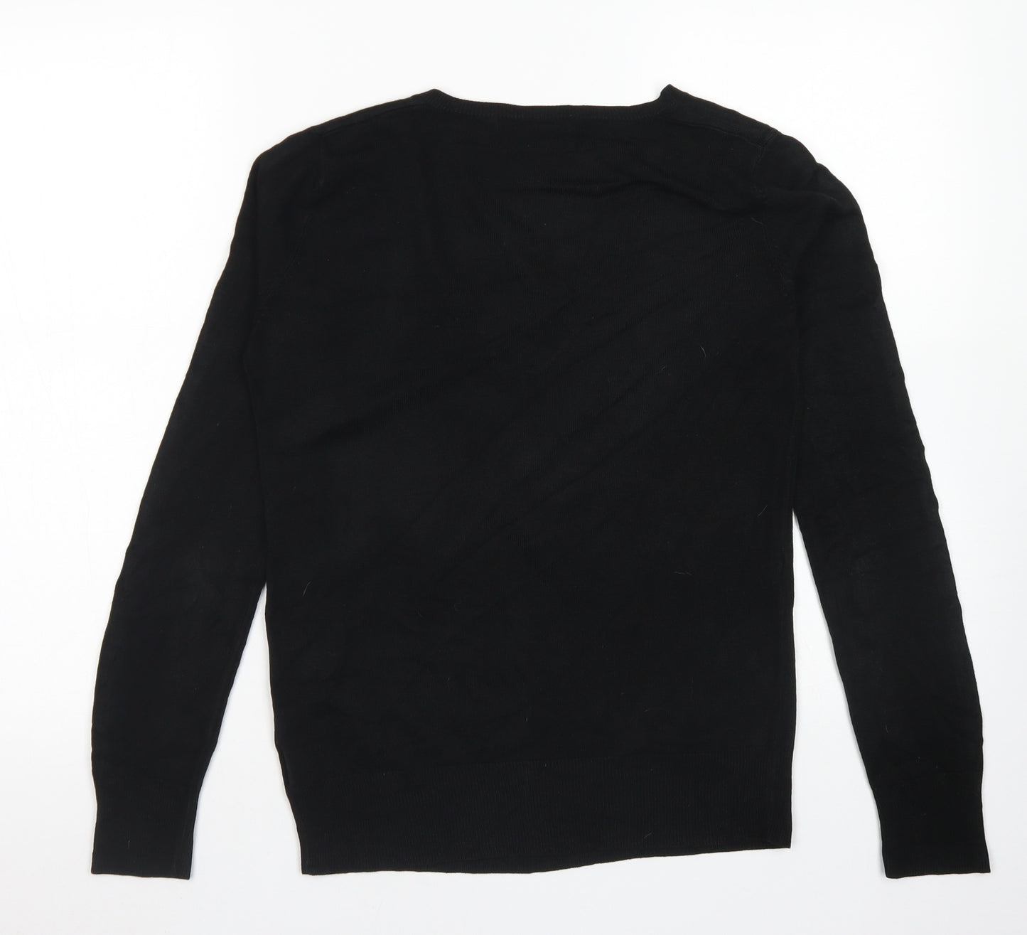NEXT Womens Black V-Neck  Acrylic Pullover Jumper Size 12