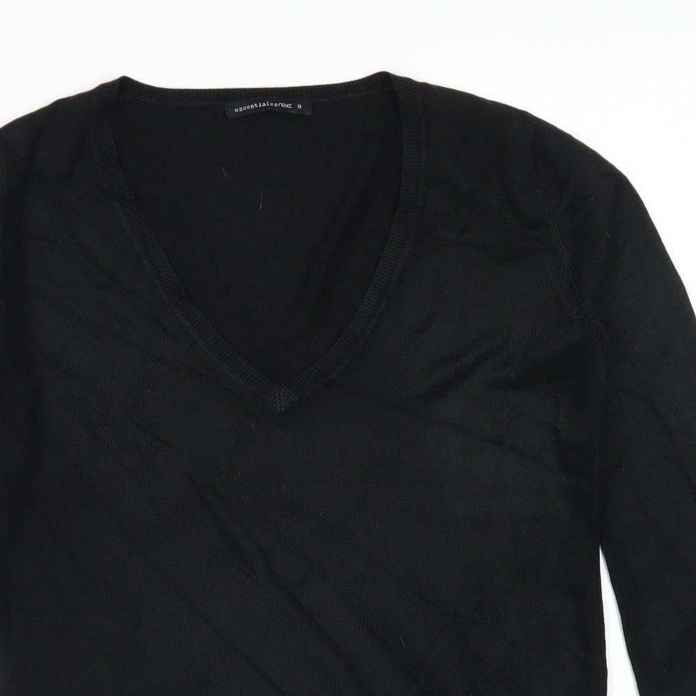 NEXT Womens Black V-Neck  Acrylic Pullover Jumper Size 12