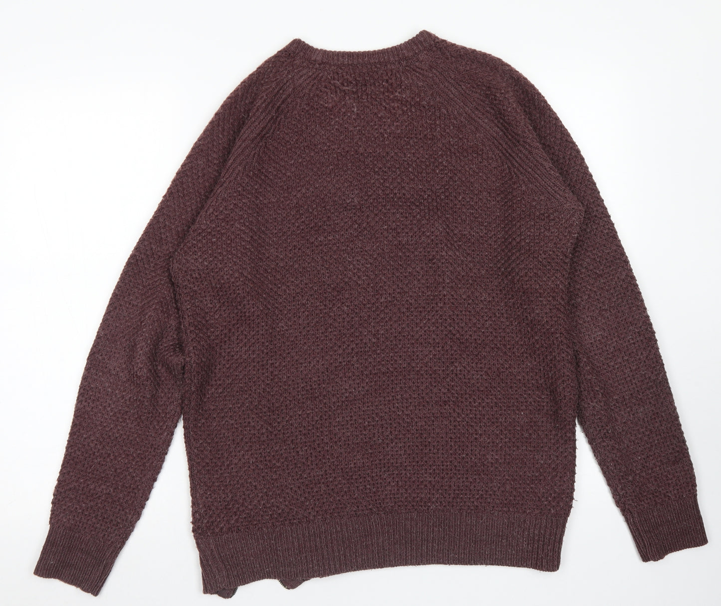 Brave Soul Mens Purple Crew Neck  Acrylic Pullover Jumper Size M