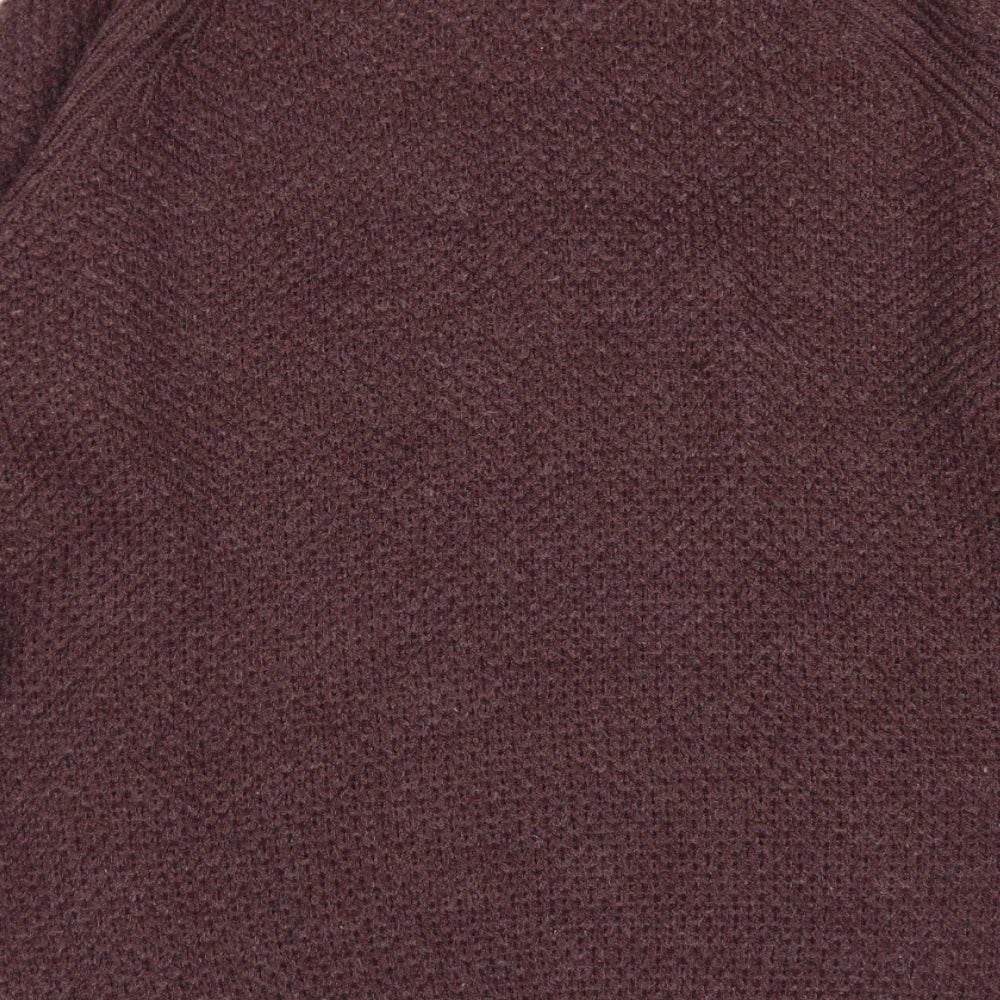 Brave Soul Mens Purple Crew Neck  Acrylic Pullover Jumper Size M