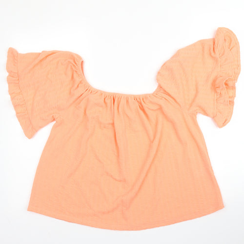 George Womens Orange  Polyester Basic Blouse Size 10 Boat Neck
