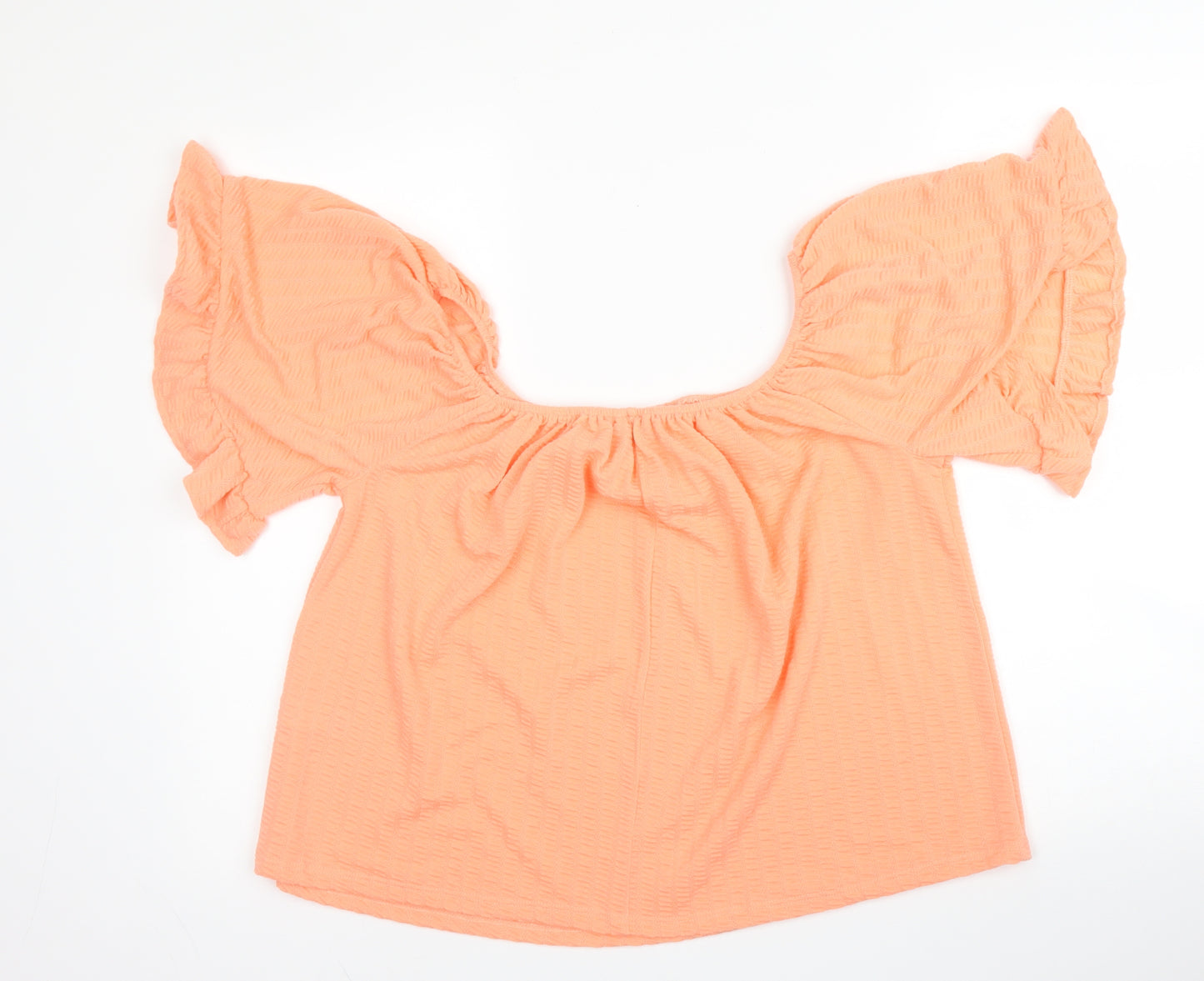 George Womens Orange  Polyester Basic Blouse Size 10 Boat Neck