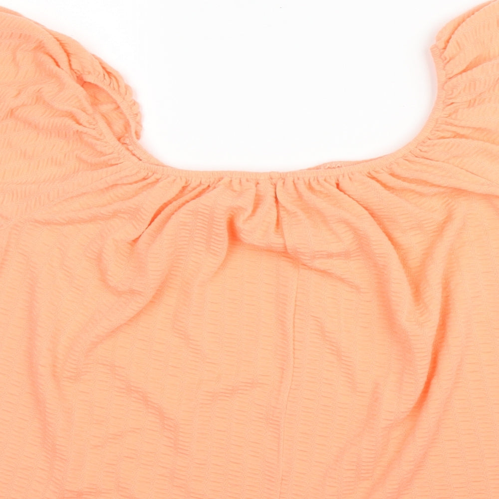 George Womens Orange  Polyester Basic Blouse Size 10 Boat Neck