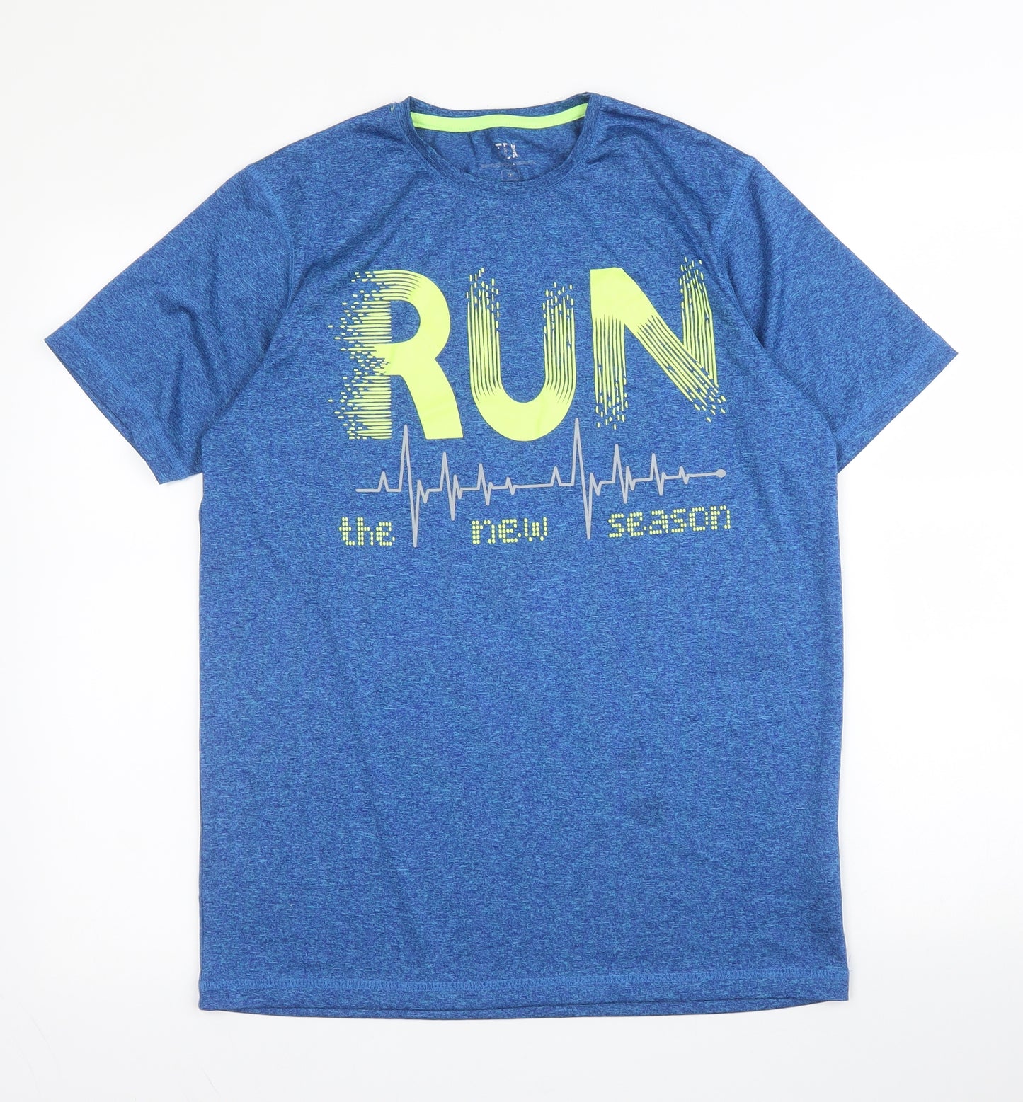 TEX Mens Blue  Polyester Basic T-Shirt Size S Round Neck