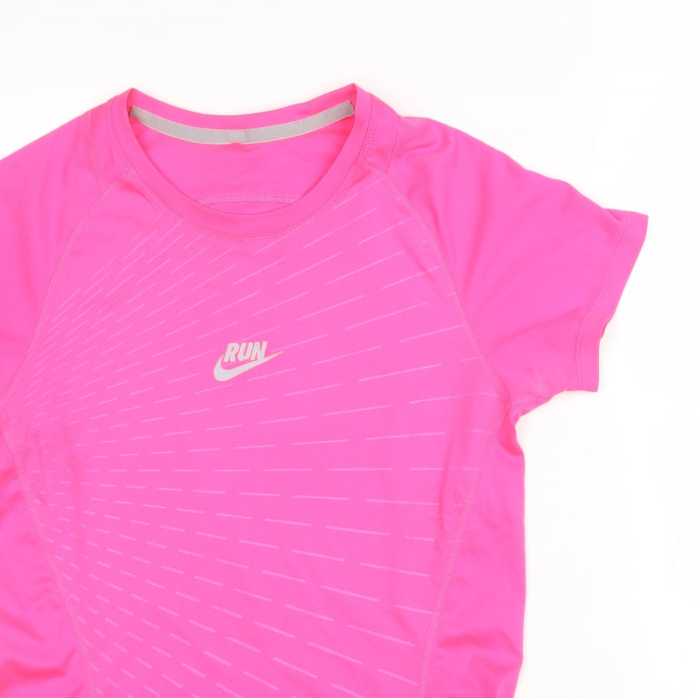Nike Womens Pink  Polyester Basic T-Shirt Size S Round Neck