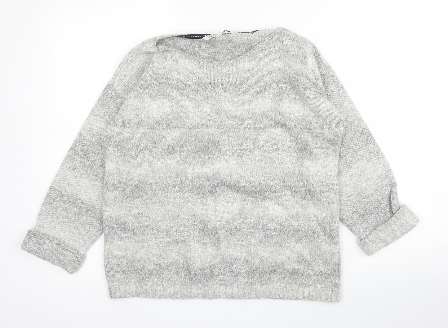 Fat Face Womens Grey Round Neck  Acrylic Pullover Jumper Size 10