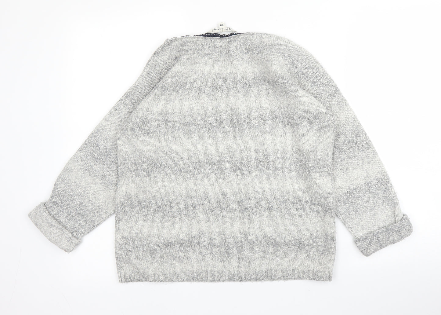 Fat Face Womens Grey Round Neck  Acrylic Pullover Jumper Size 10