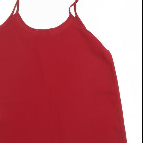Papaya Womens Red  Polyester Camisole Blouse Size 10 Round Neck