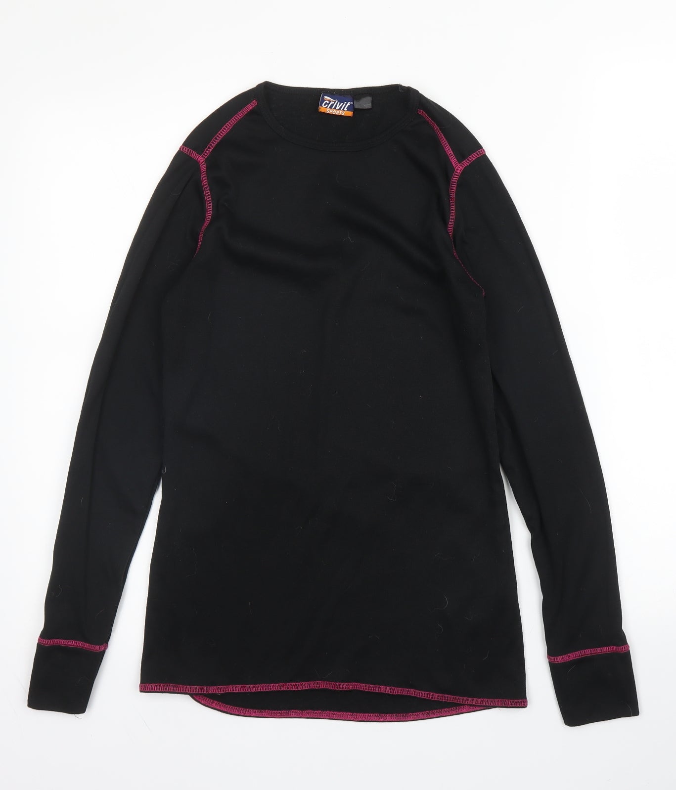 Crivit Womens Black  Polyester Basic T-Shirt Size S Round Neck