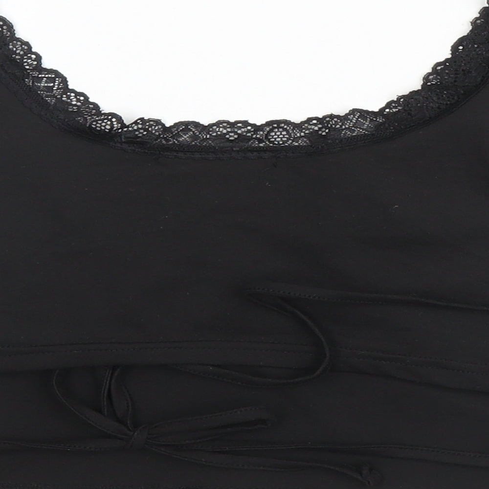 SheIn Womens Black  Polyester Cropped Blouse Size L V-Neck