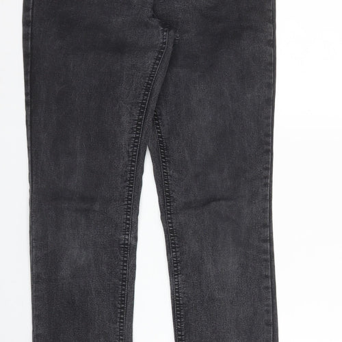 M&S Womens Grey  Cotton Skinny Jeans Size 8 L28 in Slim Zip