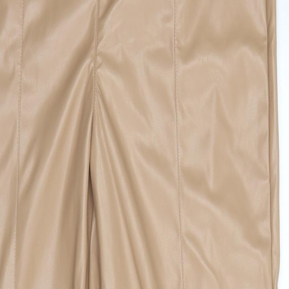 Missguided Womens Beige  Polyurethane Trousers  Size 16 L32 in Regular Zip