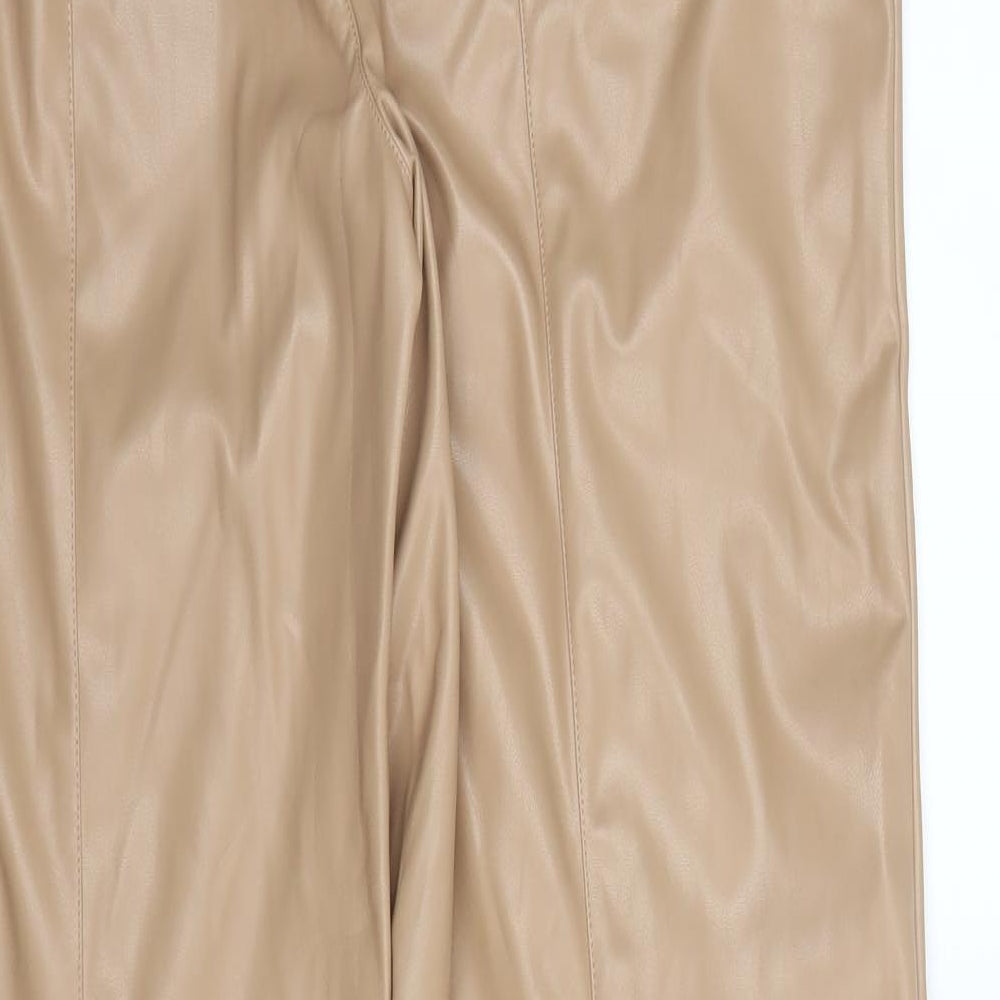Missguided Womens Beige  Polyurethane Trousers  Size 16 L32 in Regular Zip