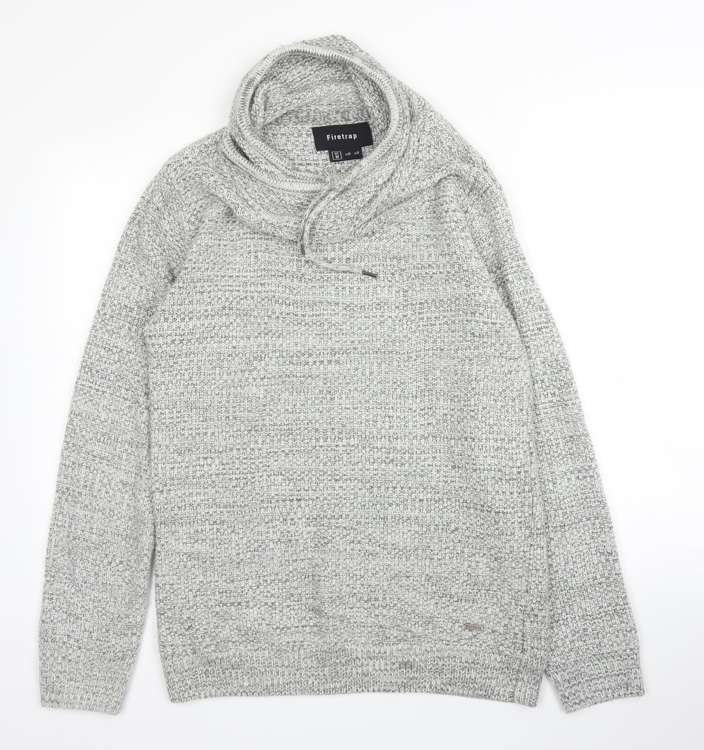 Firetrap Mens Grey High Neck  Acrylic Pullover Jumper Size M