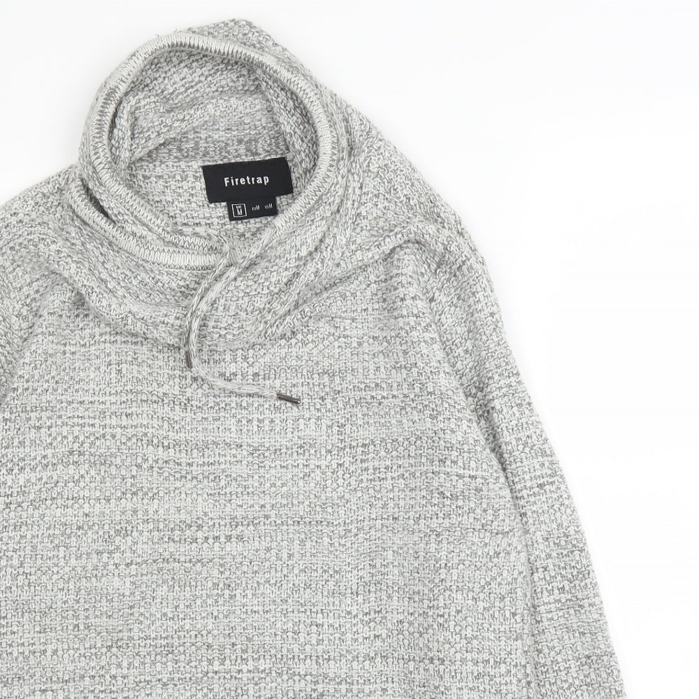 Firetrap Mens Grey High Neck  Acrylic Pullover Jumper Size M