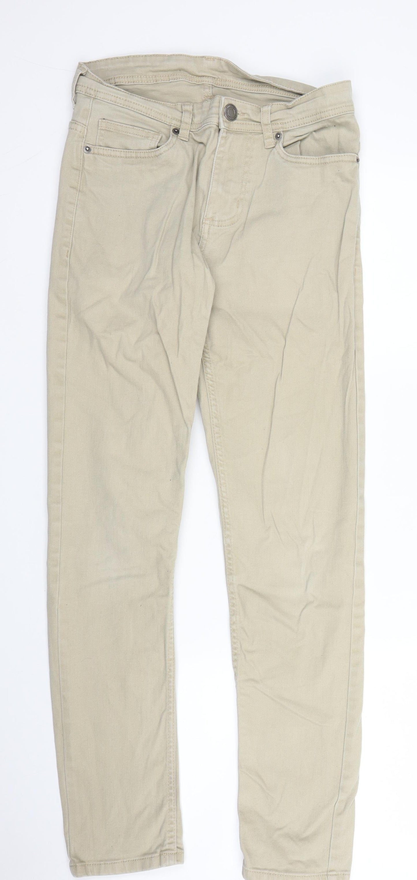 Primark Mens Beige  Cotton Skinny Jeans Size 26 in L27 in Regular Zip