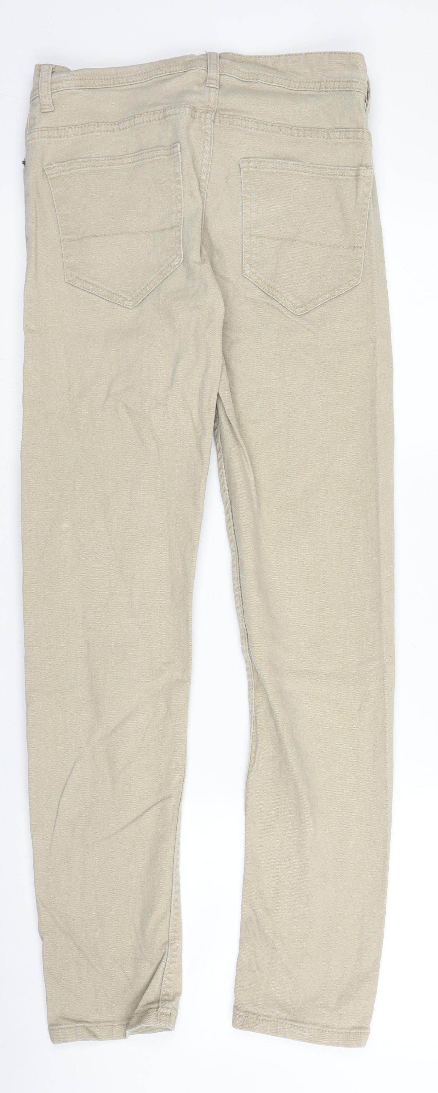 Primark Mens Beige  Cotton Skinny Jeans Size 26 in L27 in Regular Zip