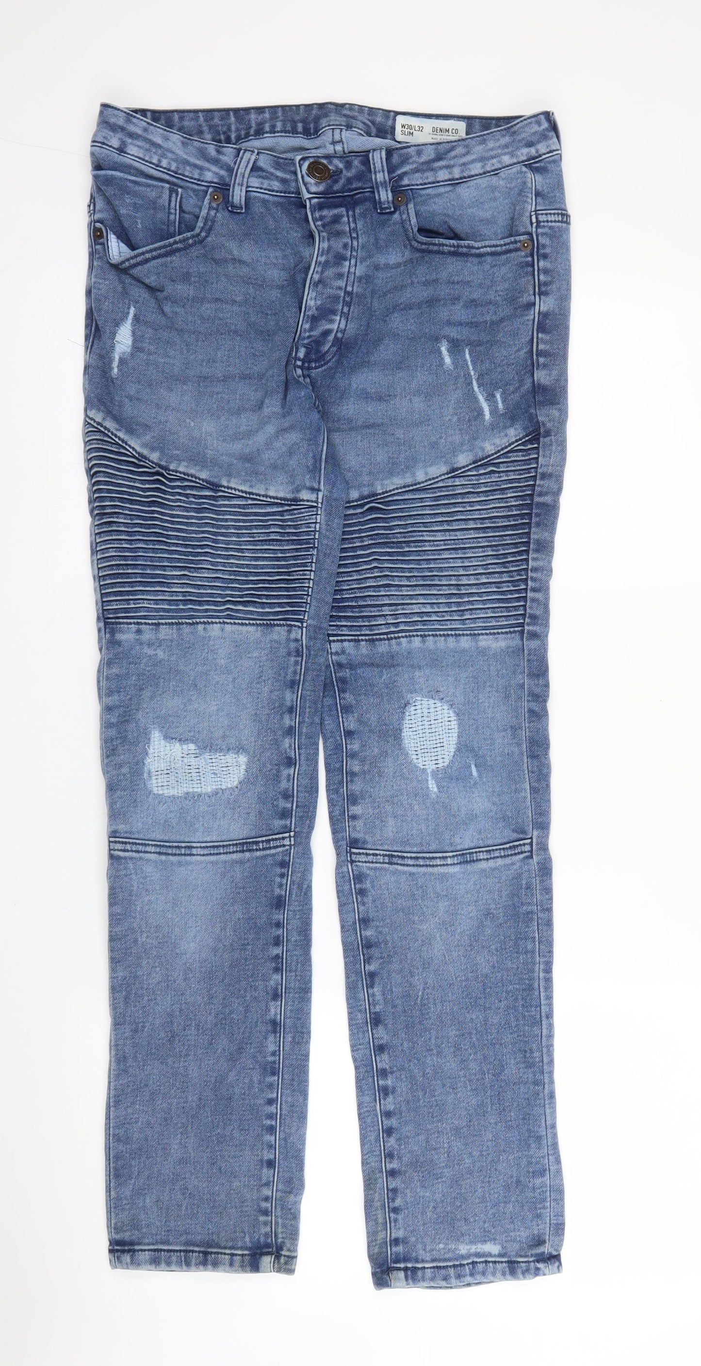 Primark Mens Blue  Cotton Straight Jeans Size 30 in L27 in Regular Button
