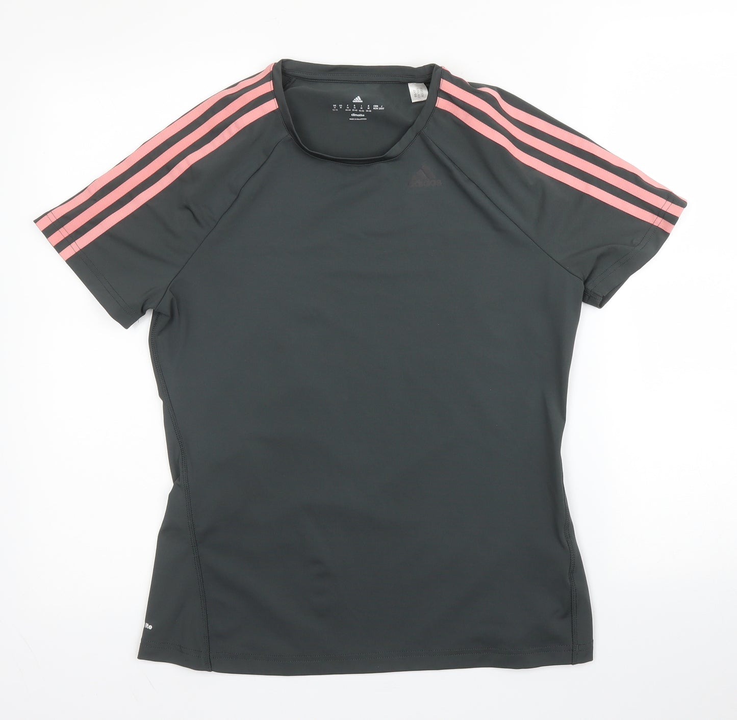 adidas Womens Grey  Polyester Basic T-Shirt Size 12 Round Neck