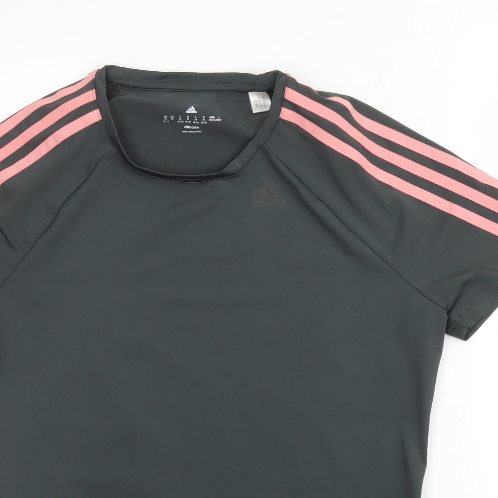 adidas Womens Grey  Polyester Basic T-Shirt Size 12 Round Neck
