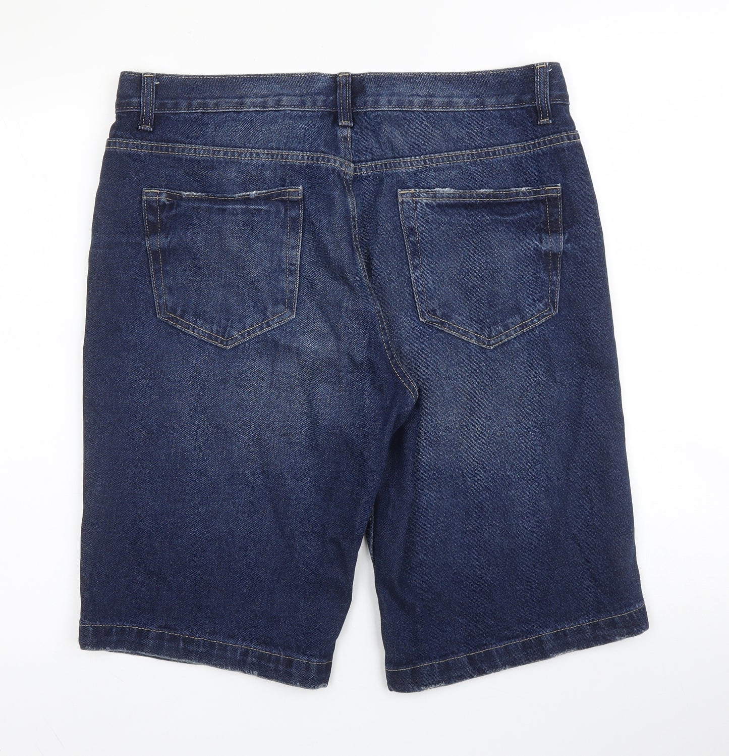 George Mens Blue  Cotton Bermuda Shorts Size 34 in L12 in Regular Zip