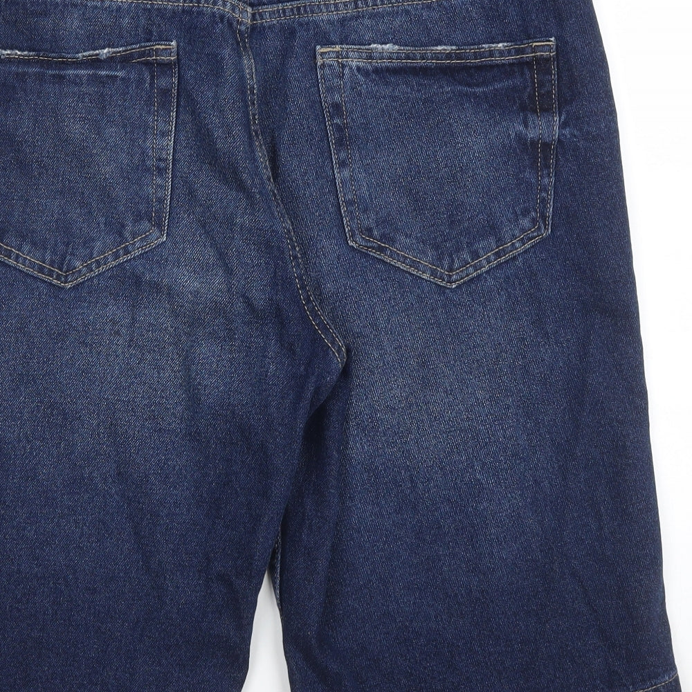 George Mens Blue  Cotton Bermuda Shorts Size 34 in L12 in Regular Zip