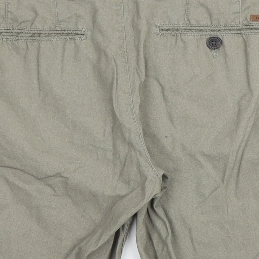 Peacocks Mens Green  Cotton Bermuda Shorts Size 34 in  Regular Zip