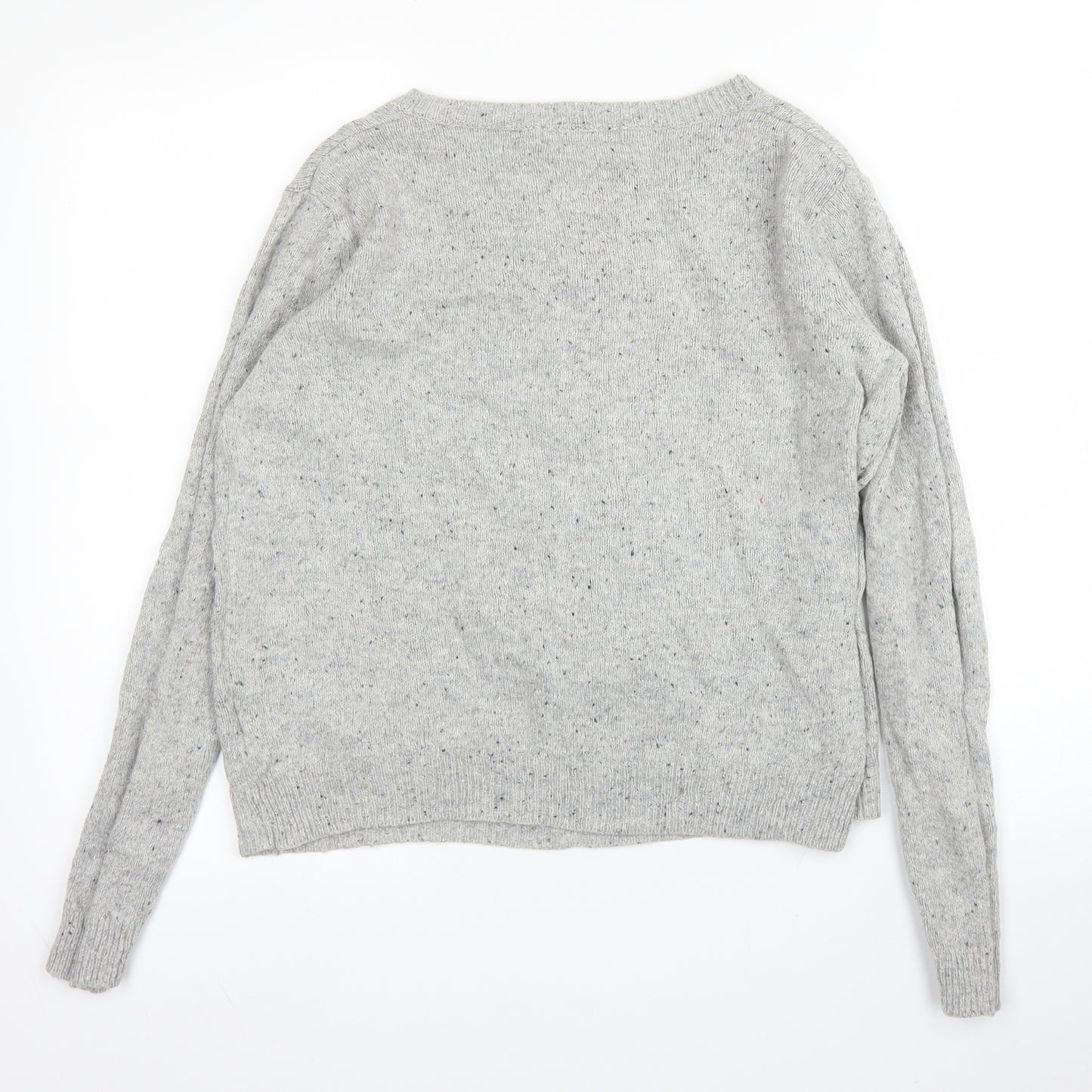 M&S Womens Grey Round Neck  Acrylic Pullover Jumper Size 14   - Christmas