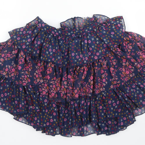 M&S Girls Blue Floral Polyester A-Line Skirt Size 4 Years  Regular
