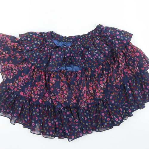 M&S Girls Blue Floral Polyester A-Line Skirt Size 4 Years  Regular
