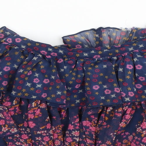 M&S Girls Blue Floral Polyester A-Line Skirt Size 4 Years  Regular