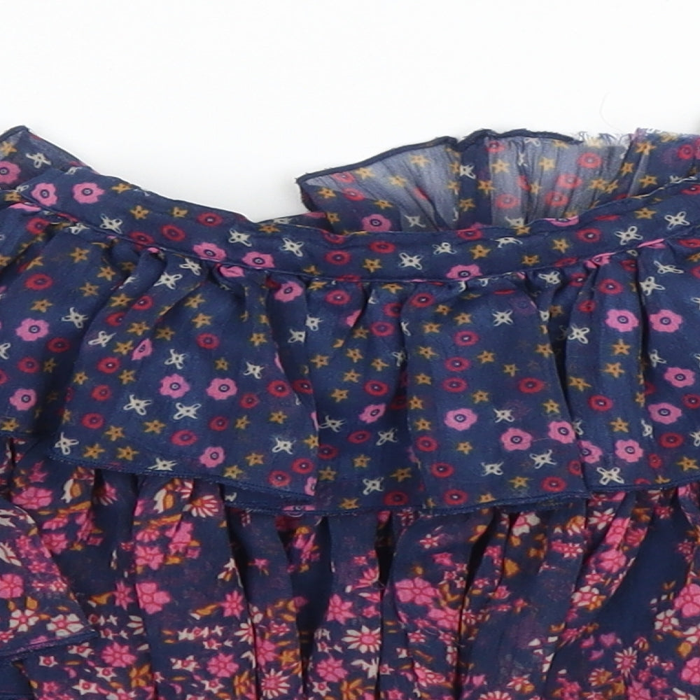 M&S Girls Blue Floral Polyester A-Line Skirt Size 4 Years  Regular