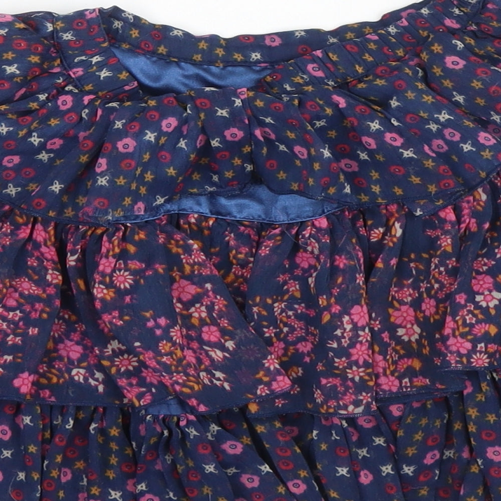 M&S Girls Blue Floral Polyester A-Line Skirt Size 4 Years  Regular