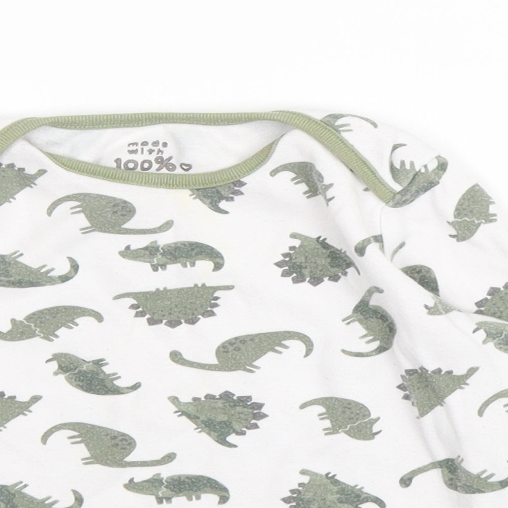 F&F Boys Green Solid Cotton Chemise Pyjama Set Size 18-24 Months   - Dinosaur