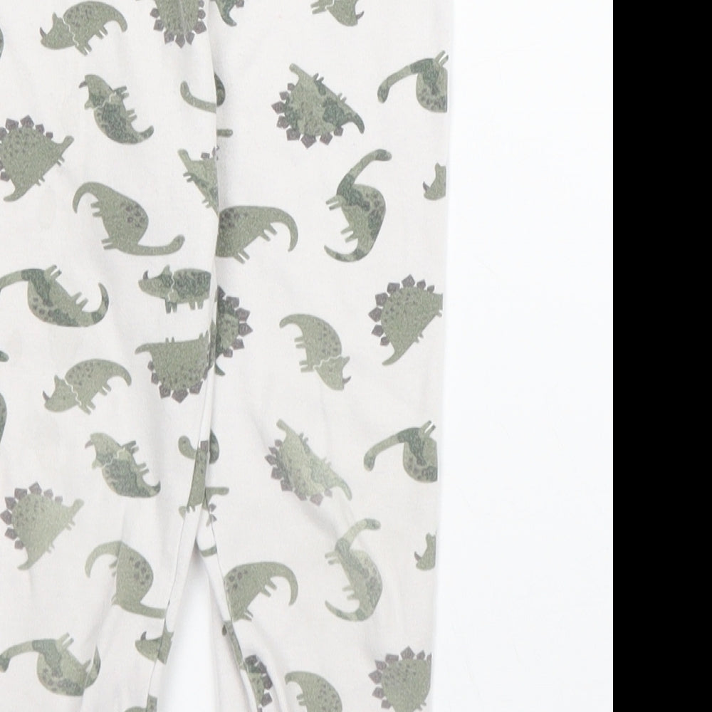 F&F Boys Green Solid Cotton Chemise Pyjama Set Size 18-24 Months   - Dinosaur