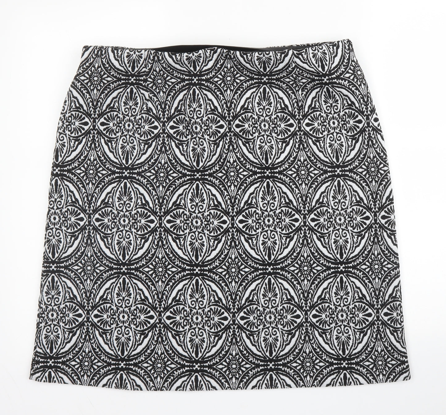 M&S Womens Black Geometric Polyester Bandage Skirt Size 16