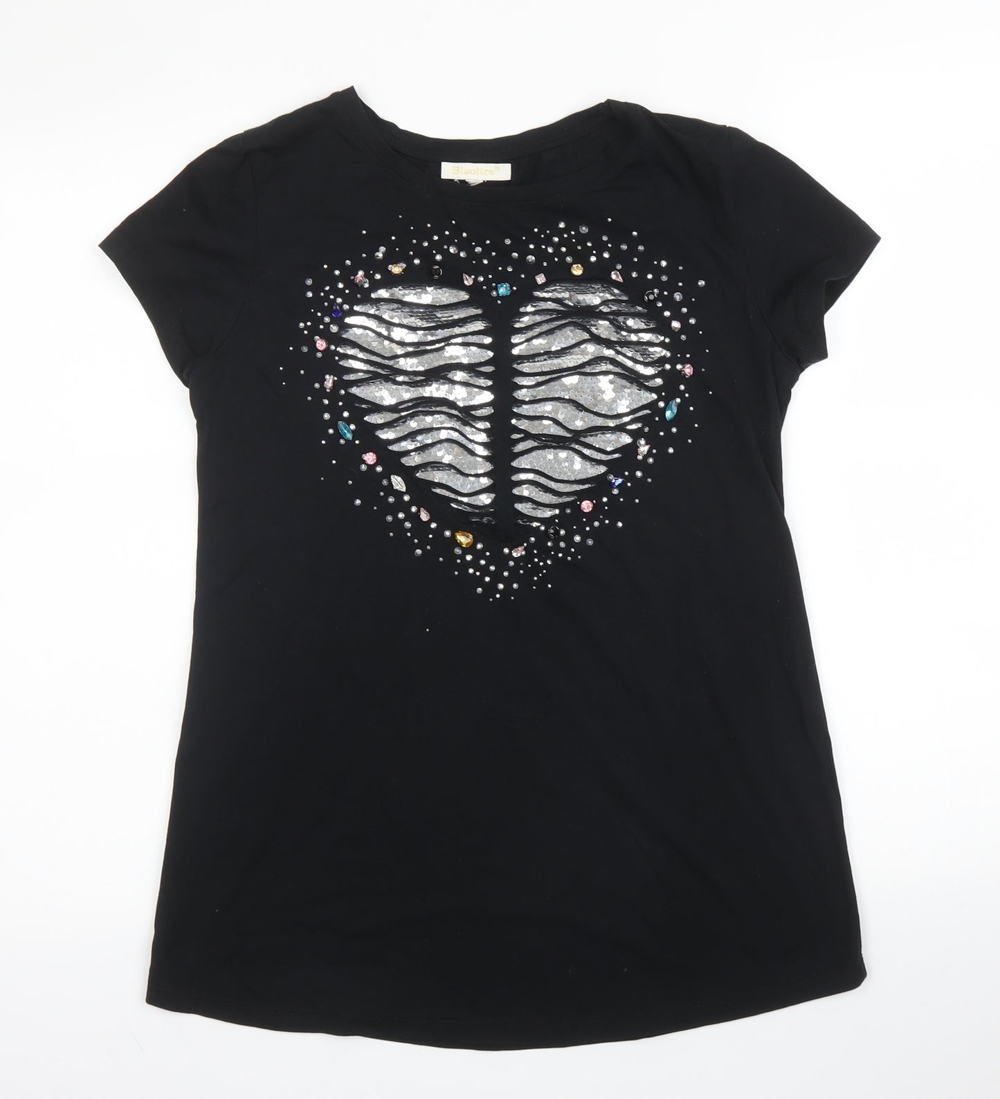 Bluoltre Womens Black  Cotton Basic T-Shirt Size S Round Neck
