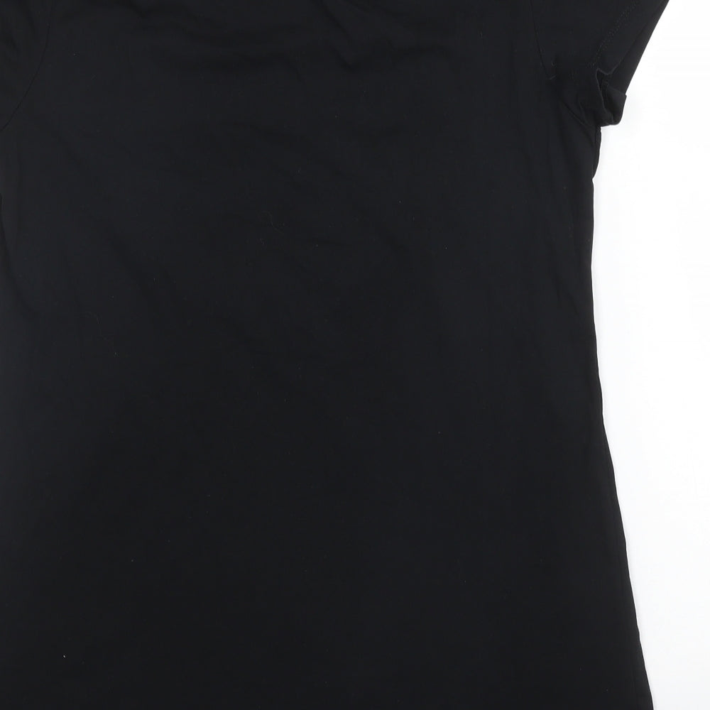Bluoltre Womens Black  Cotton Basic T-Shirt Size S Round Neck