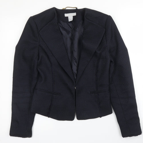 H&M Womens Blue  Polyester Jacket Blazer Size 8